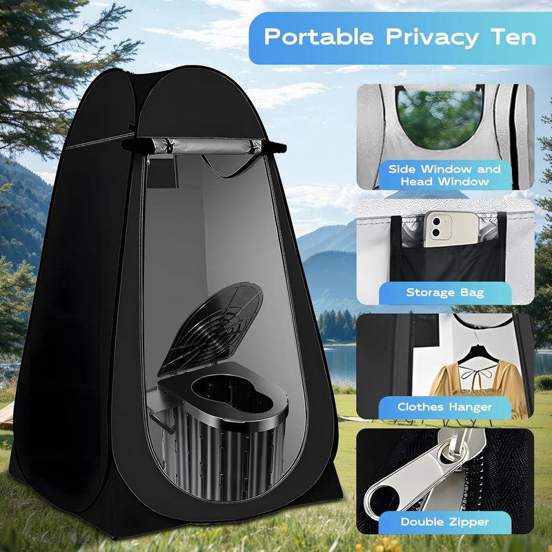 Clirass Camping Toilet with Pop Up Privacy Tent,Portable Outdoor Folding Potty,Shower Tent Dressing Room with Carry Bag for RV Travel,Truck,Beach,Fishing - Image 2